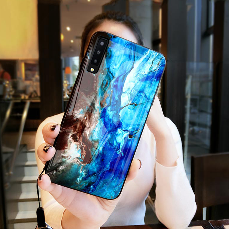 Luxury Artistic Marble Glass Case for Galaxy A50