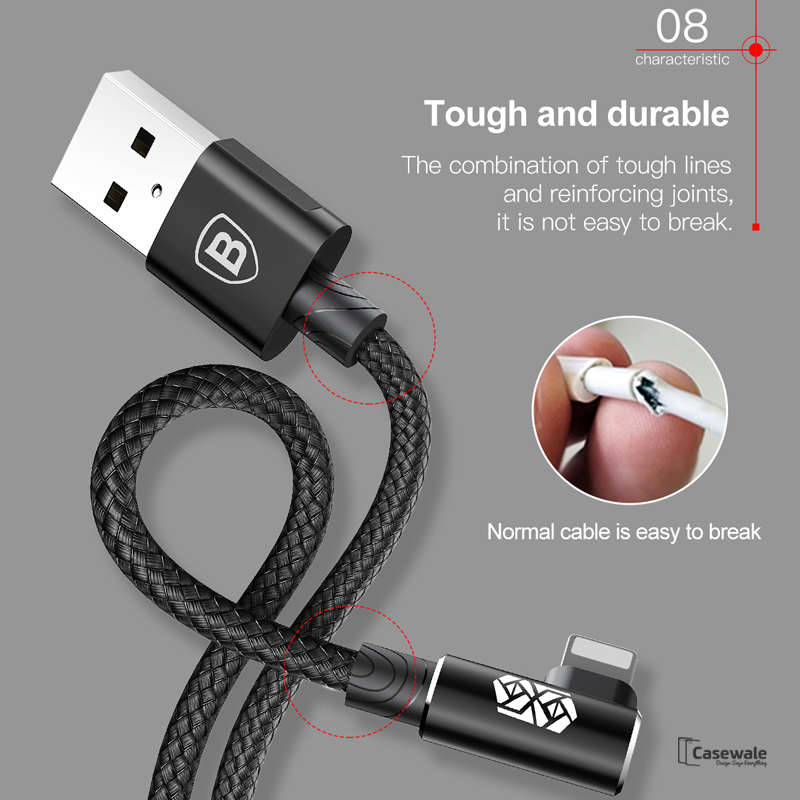 Baseus 90 Degree L Type USB Cable For iPhone