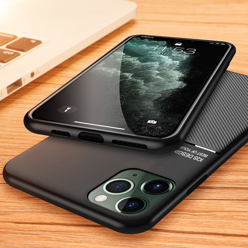 IQS Design Soft Leather Texture Case with Magnetic Car Vent For iPhone 11 Series