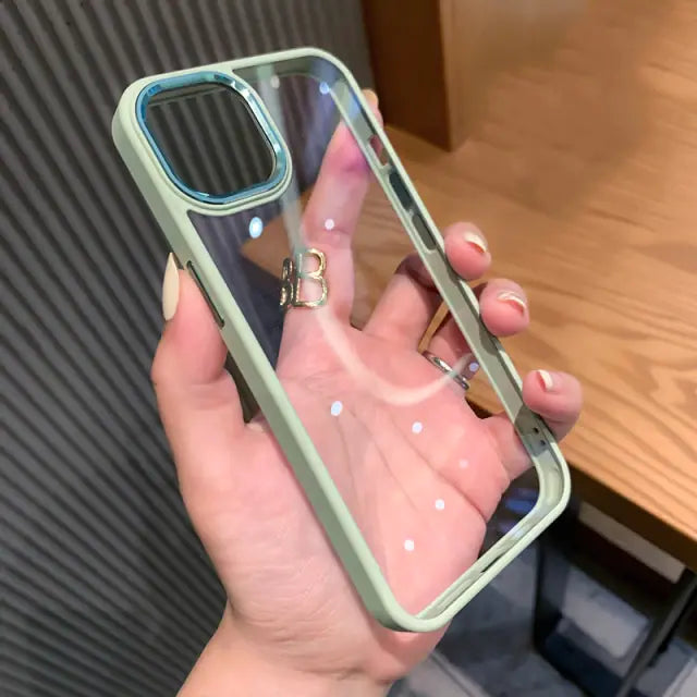 iPhone Series Soft Transparent Metal Camera Protection Case