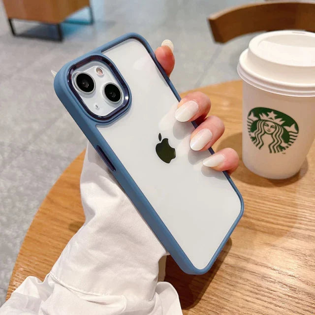 iPhone Series Soft Transparent Metal Camera Protection Case