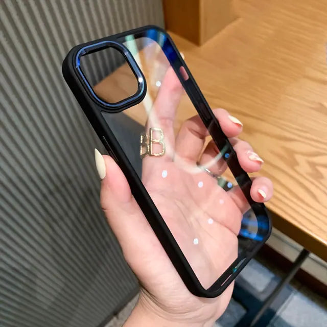 iPhone Series Soft Transparent Metal Camera Protection Case