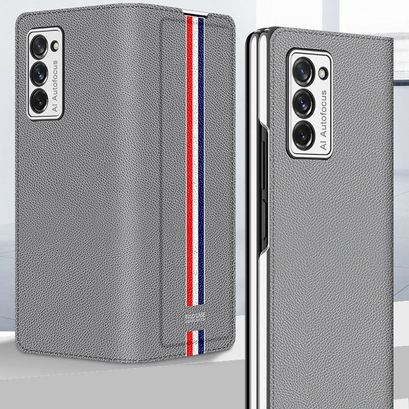 Galaxy Z Fold 2 Colored Strap Leather Protective Case