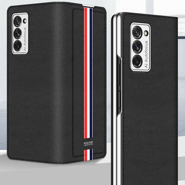 Galaxy Z Fold 2 Colored Strap Leather Protective Case