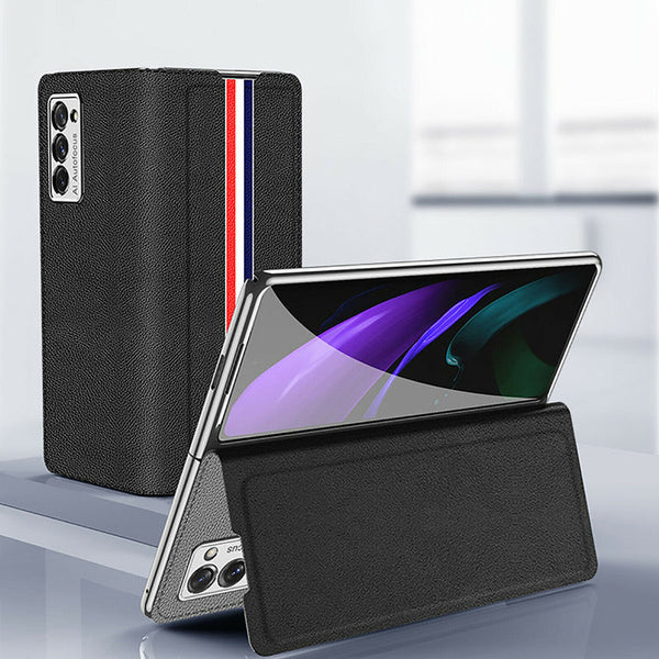 Galaxy Z Fold 2 Colored Strap Leather Protective Case