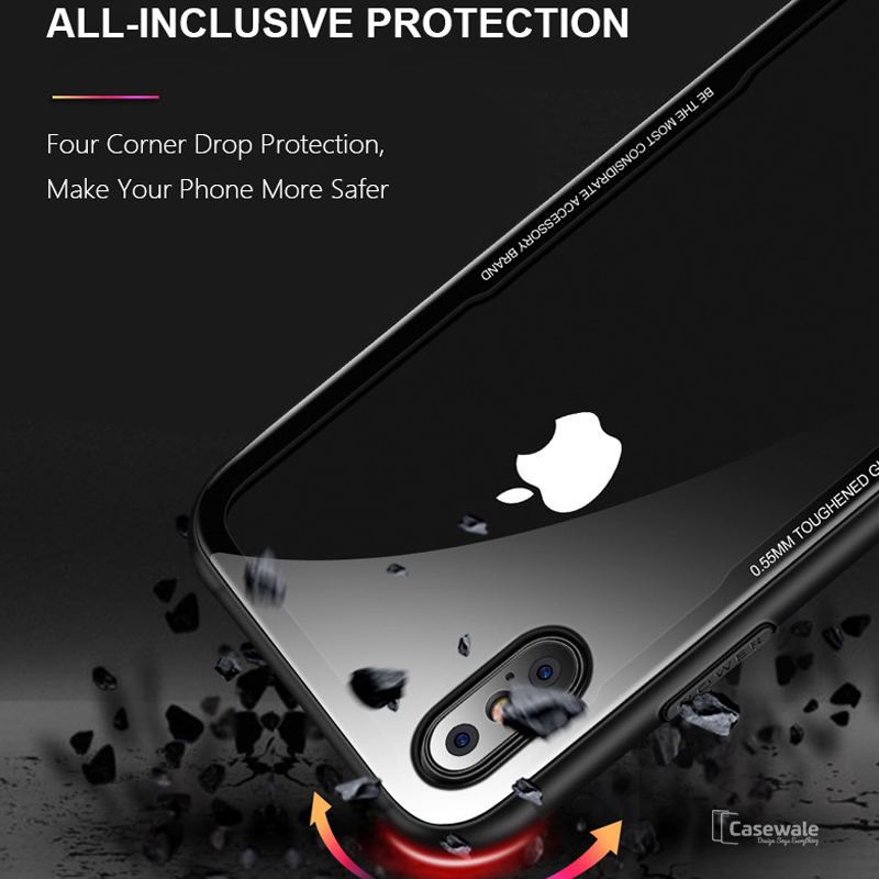 Luxury Black & Red Transparent Glass Case For iPhone X [Best Selling Case]