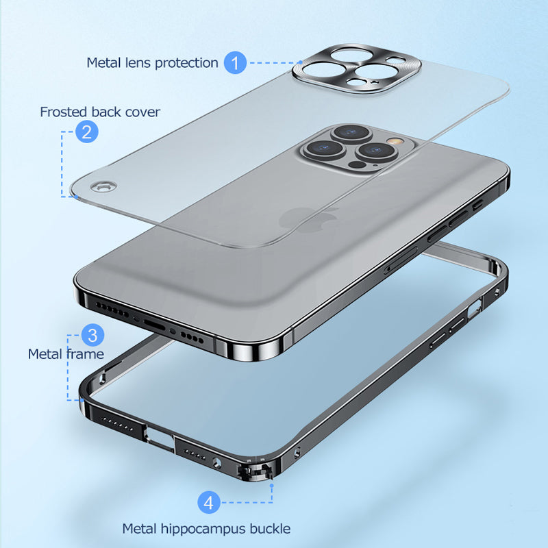 iPhone 13 Series Frosted Metal Lock Frame Camera Protection Case