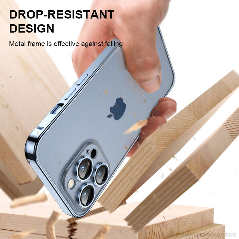 iPhone 13 Series Metal Frame Transparent Matte Case