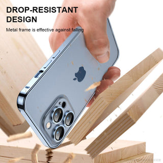 iPhone 13 Series Metal Frame Transparent Matte Case