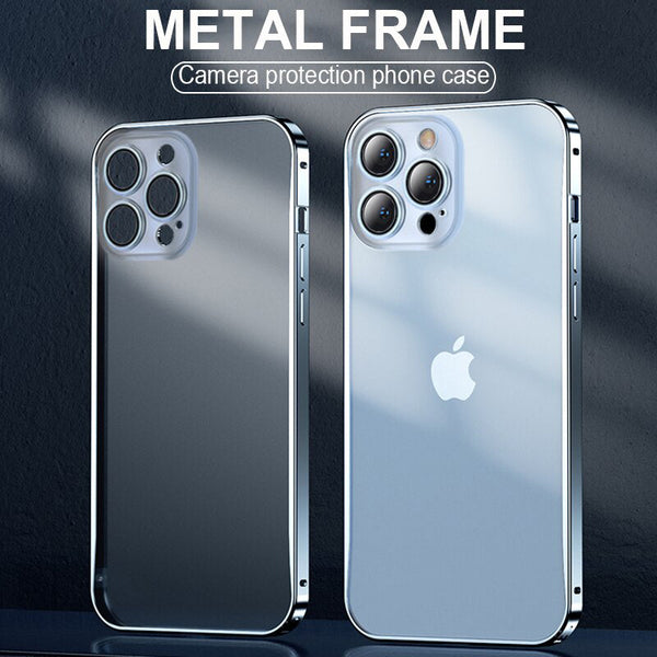 iPhone 13 Series Metal Frame Transparent Matte Case