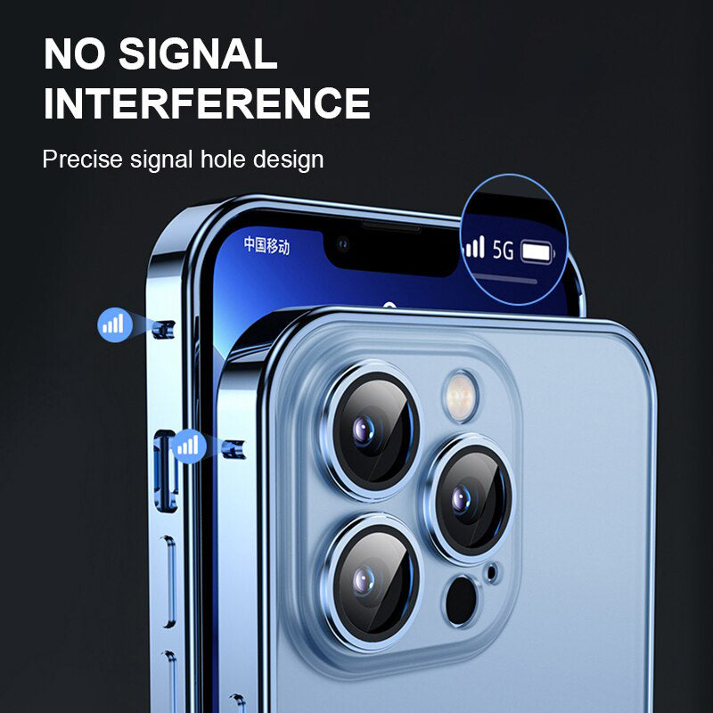 iPhone 13 Series Metal Frame Transparent Matte Case