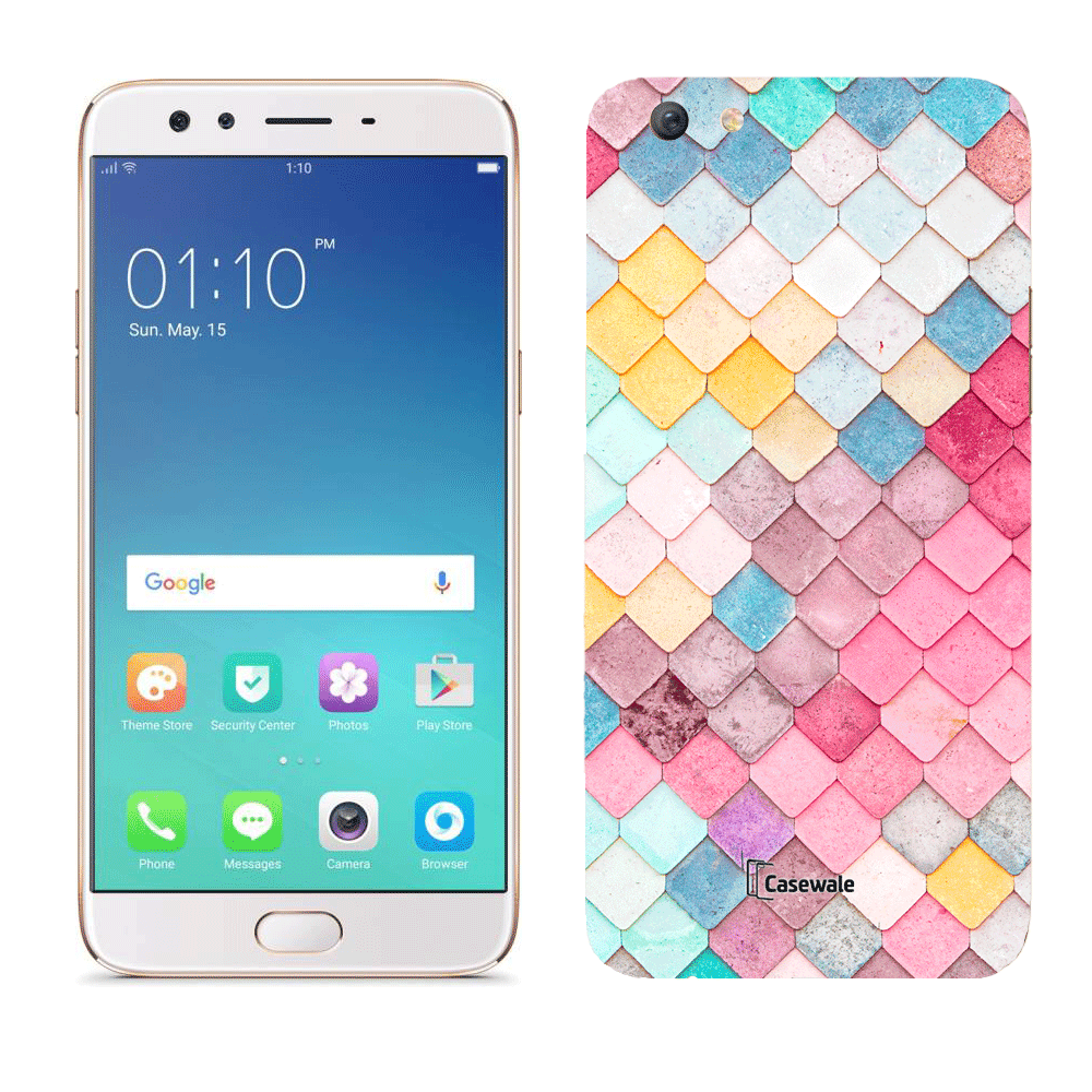 Multi Coloured Small Triangle Printed Cover for Oppo F3 Plus
