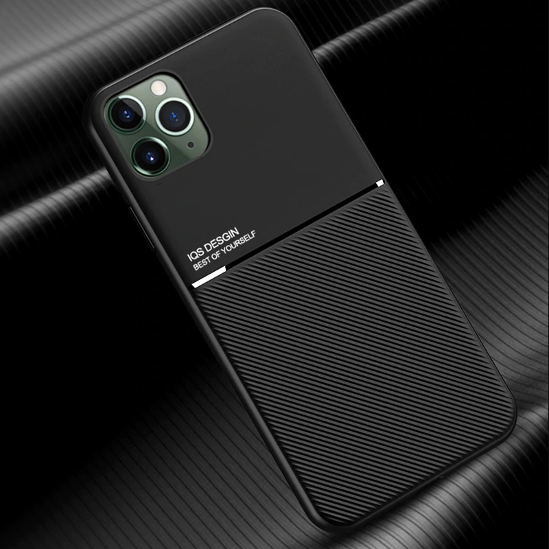 IQS Design Soft Leather Texture Case with Magnetic Car Vent For iPhone 11 Series
