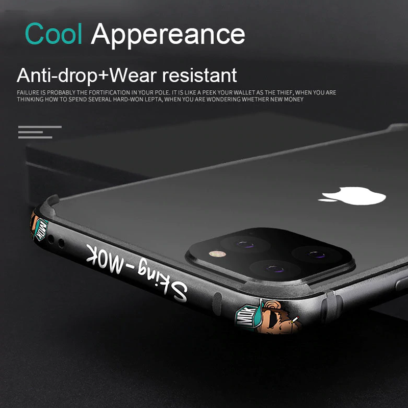 Cartoon Aluminum Silicone Frame Case for iPhone 11 Series