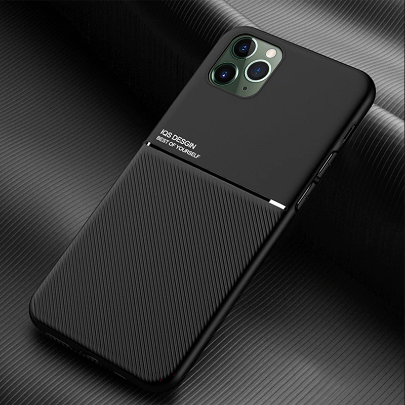 IQS Design Soft Leather Texture Case with Magnetic Car Vent For iPhone 11 Series