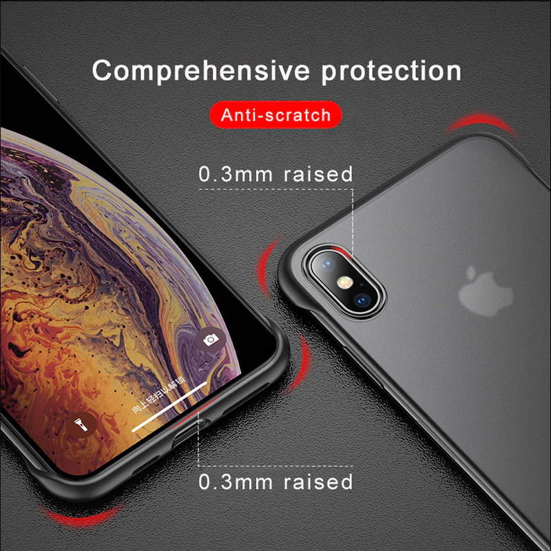 Luxury Frameless Semi Transparent Ring Finger Case for iPhone X Series