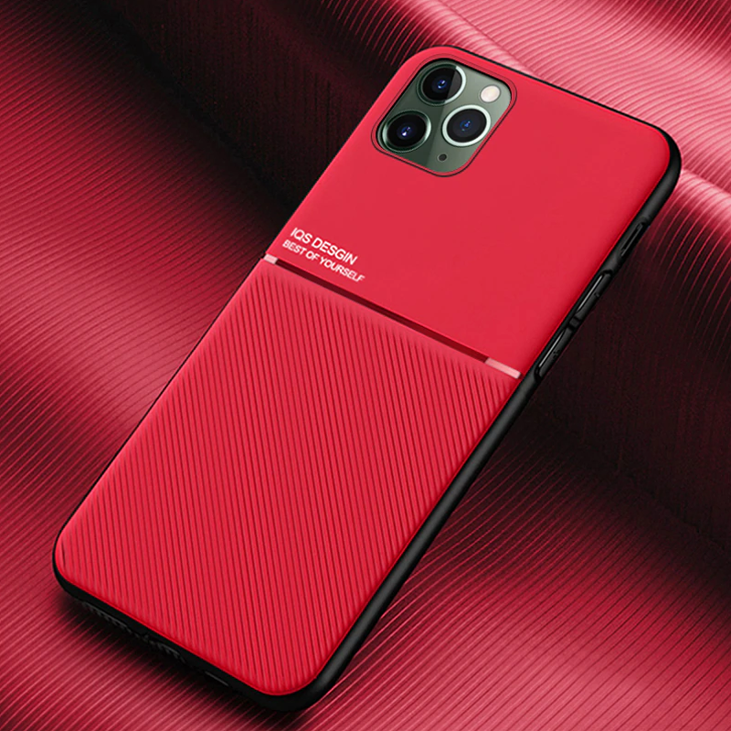 IQS Design Soft Leather Texture Case with Magnetic Car Vent For iPhone 11 Series