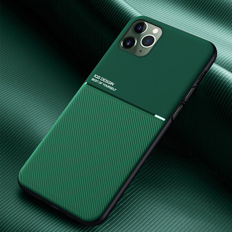 IQS Design Soft Leather Texture Case with Magnetic Car Vent For iPhone 11 Series