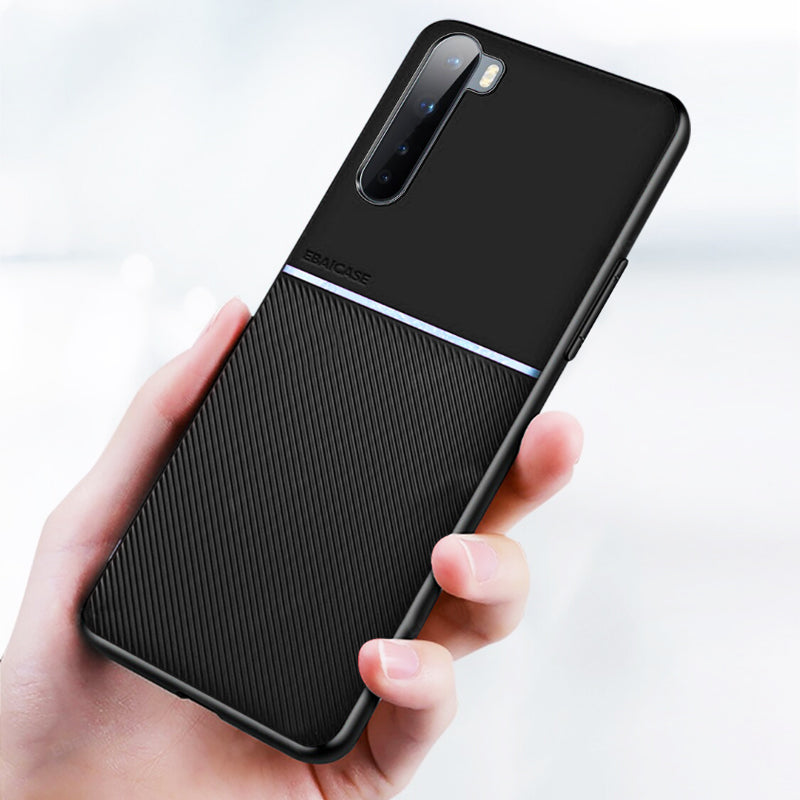 IQS Design Soft Leather Texture Case with Magnetic Car Vent for Oneplus Nord