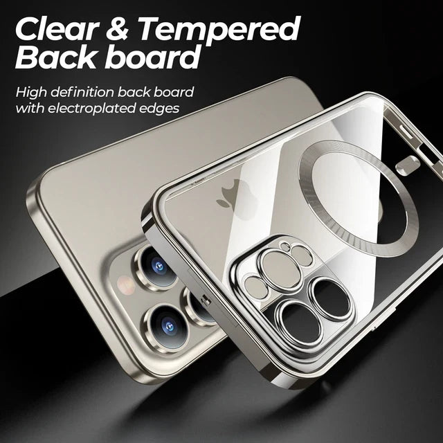 iPhone 15 Series Strong Magnetic Wireless Charging Double Protection Glass Case