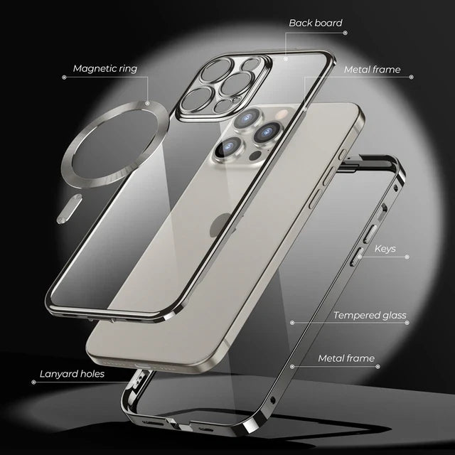 iPhone 15 Series Strong Magnetic Wireless Charging Double Protection Glass Case