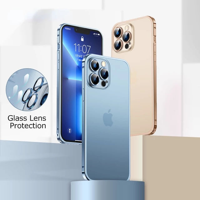 iPhone 14 Series Metal Lock Bumper Case with Lens Ring Protection