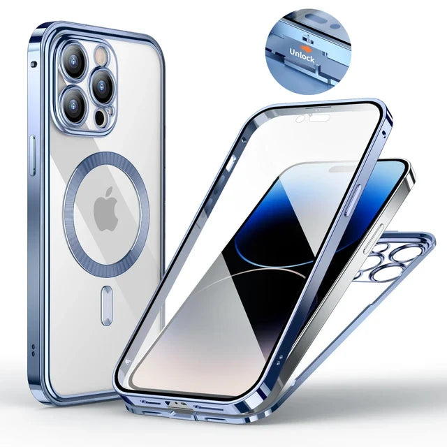 iPhone 15 Series Strong Magnetic Wireless Charging Double Protection Glass Case