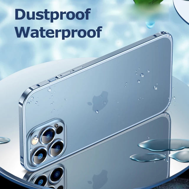 iPhone 14 Series Metal Lock Bumper Case with Lens Ring Protection