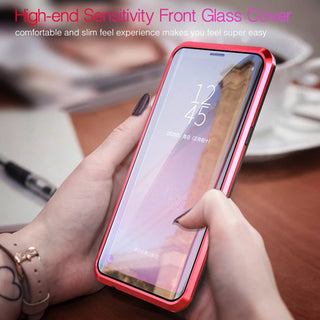 LUPHIE Double Sided Aluminum Metal Glass Case for Galaxy Note 9