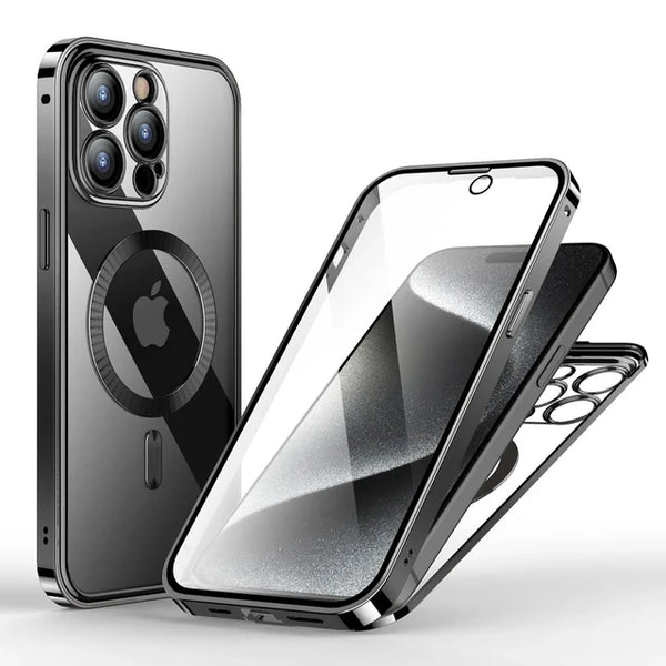 iPhone 15 Series Strong Magnetic Wireless Charging Double Protection Glass Case