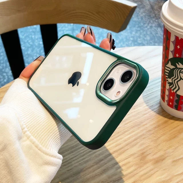 iPhone Series Soft Transparent Metal Camera Protection Case