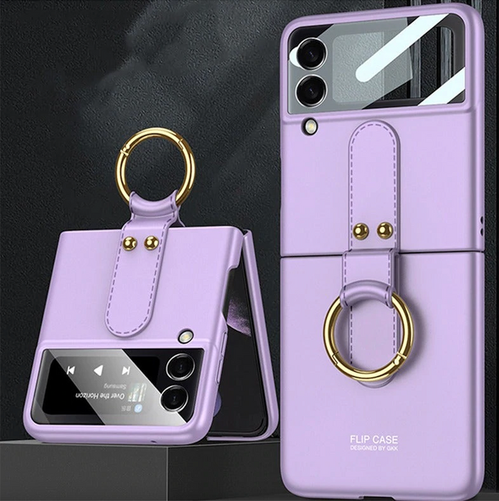 Galaxy Z Flip 3 Luxury Leather Ring Case