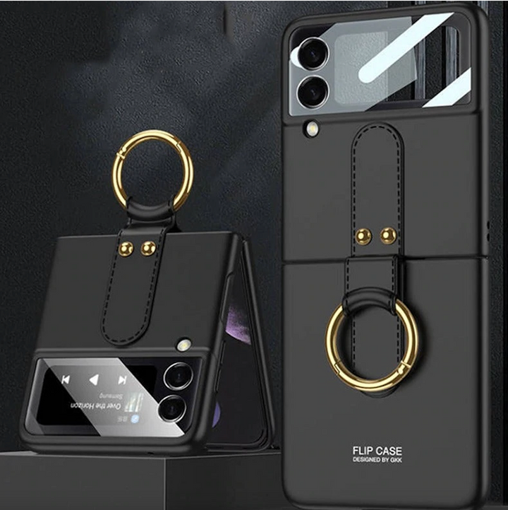Galaxy Z Flip 3 Luxury Leather Ring Case