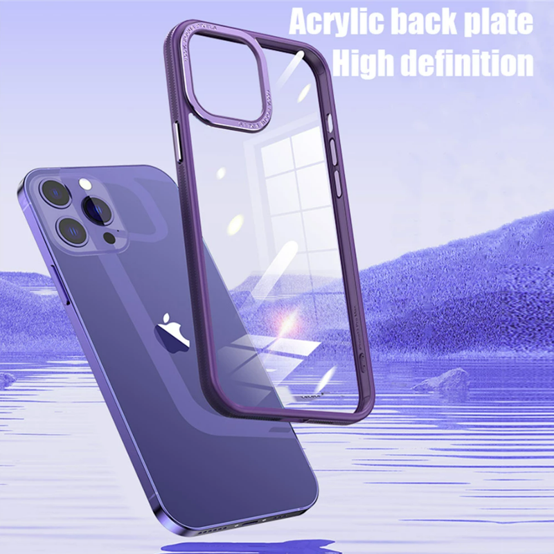 iPhone 14 Series Luxury Shockproof Acrylic Case with Metal Camera Protection