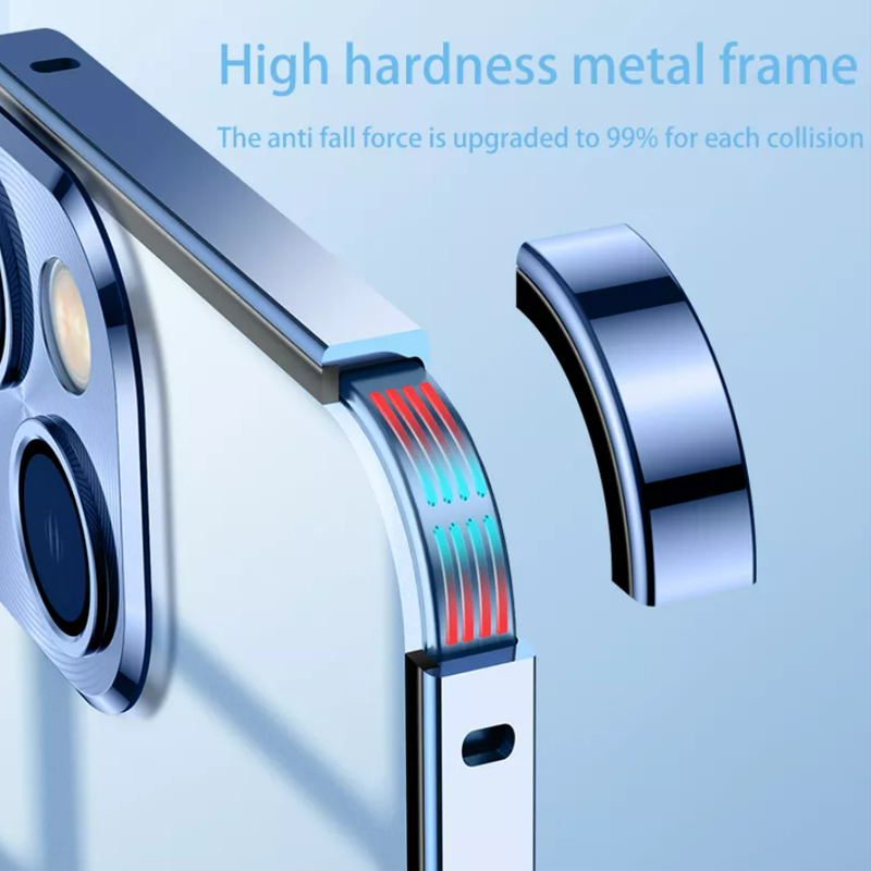 iPhone 14 Series Metal Lock Bumper Case with Lens Ring Protection