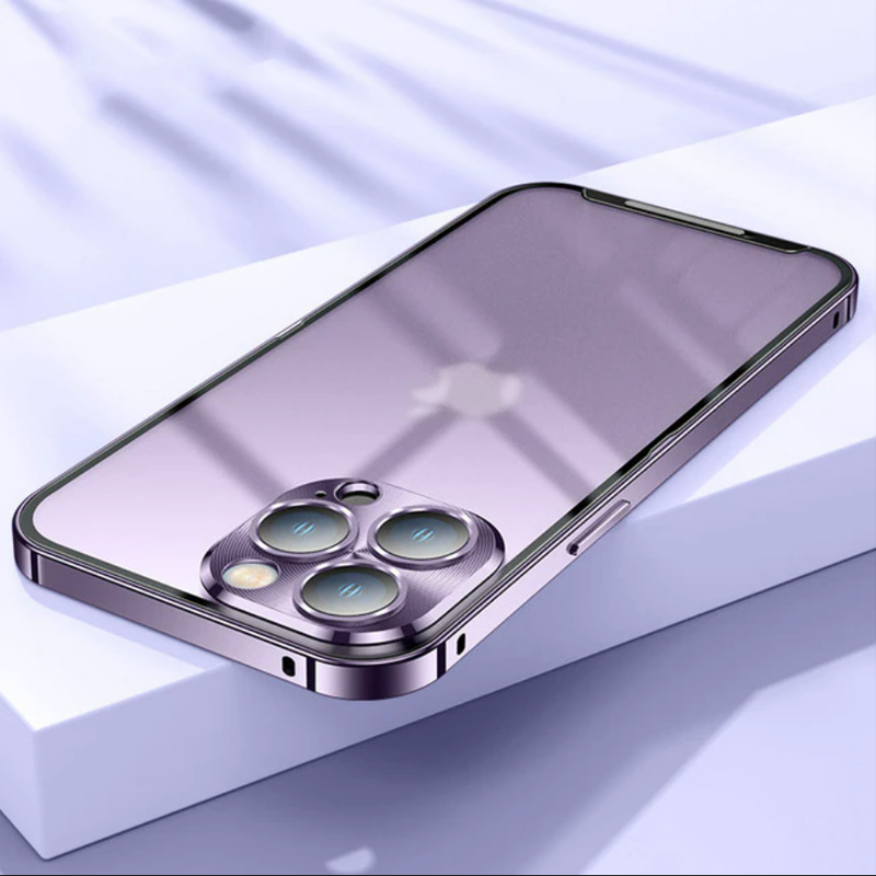 iPhone 14 Series Metal Lock Bumper Case with Lens Ring Protection