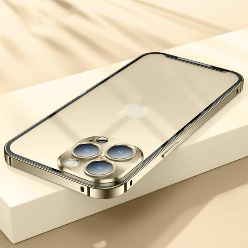 iPhone 14 Series Metal Lock Bumper Case with Lens Ring Protection