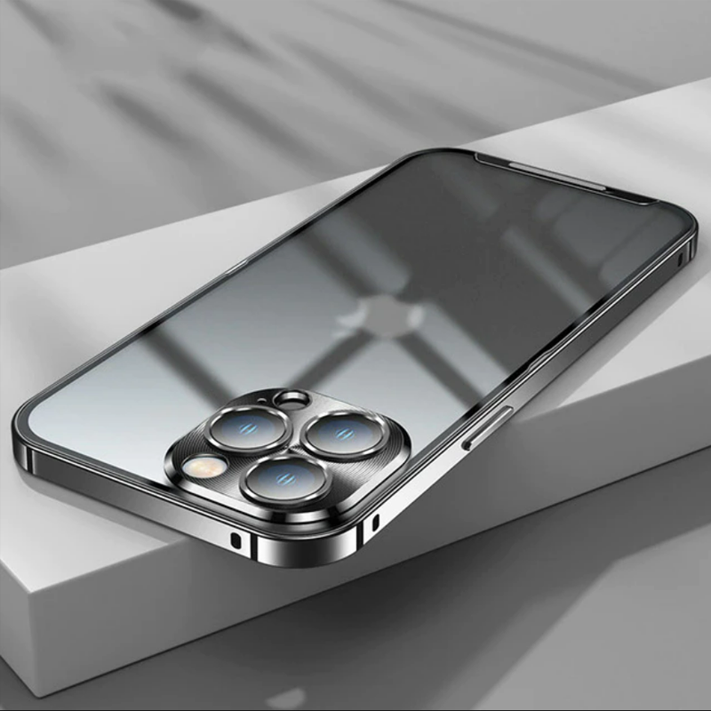 iPhone 14 Series Metal Lock Bumper Case with Lens Ring Protection