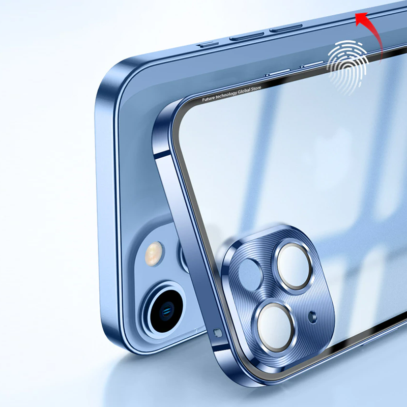 iPhone 14 Series Metal Lock Bumper Case with Lens Ring Protection