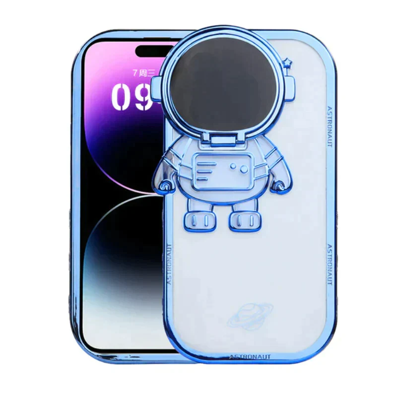 iPhone Series Astronaut Lens Bracket Electroplated Phone Case