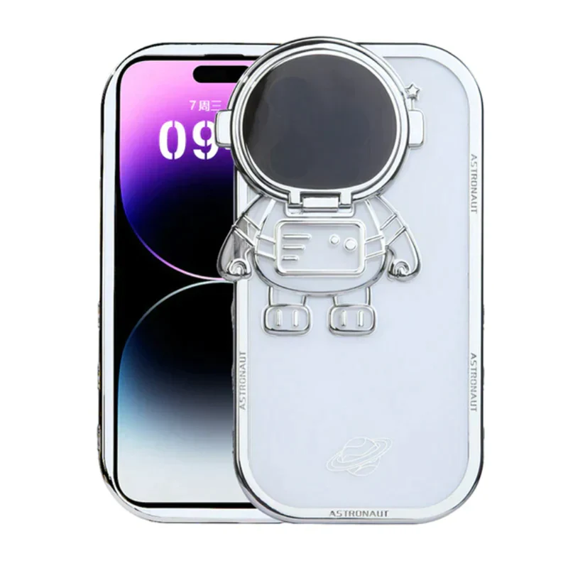 iPhone Series Astronaut Lens Bracket Electroplated Phone Case