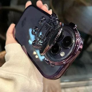 iPhone Series Astronaut Lens Bracket Electroplated Phone Case