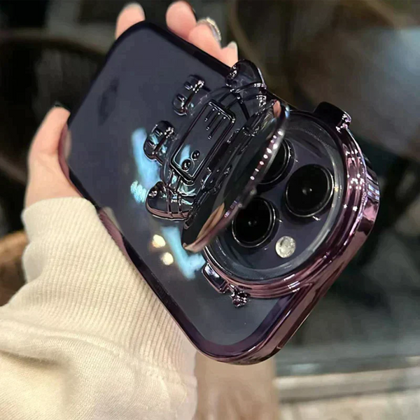 iPhone Series Astronaut Lens Bracket Electroplated Phone Case