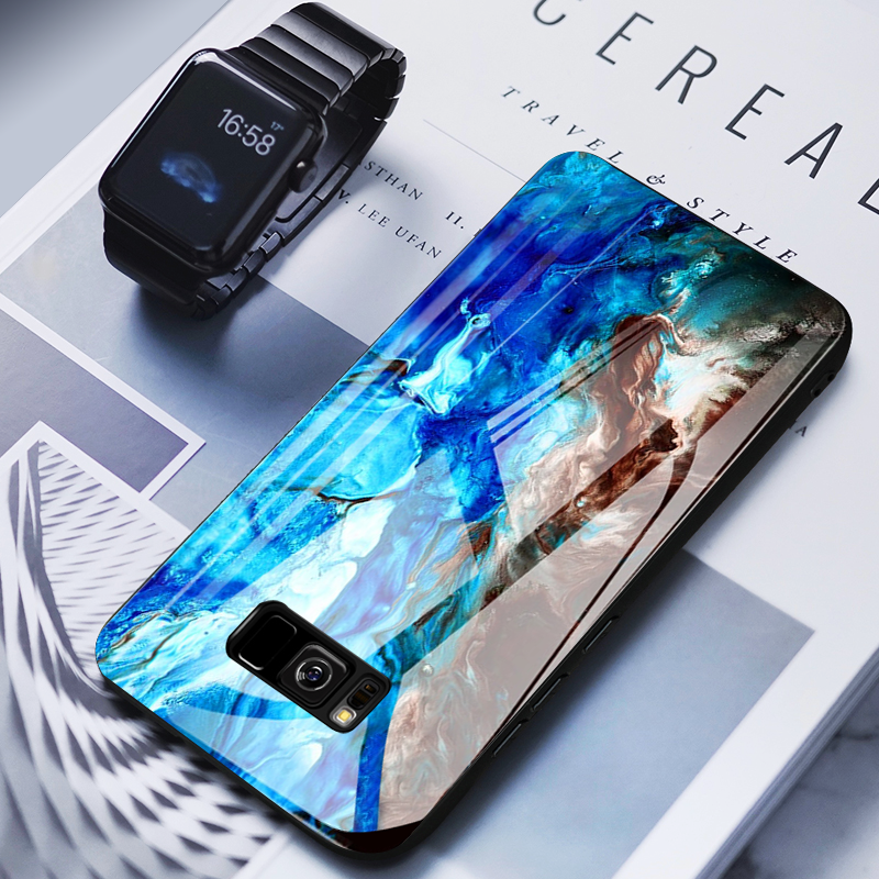 Luxury Artistic Marble Protective Glass Case ( SALE )