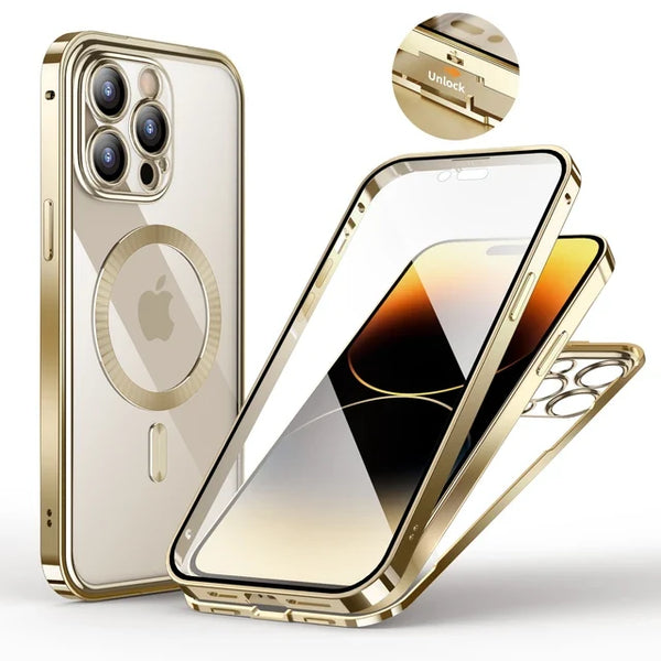 iPhone 15 Series Strong Magnetic Wireless Charging Double Protection Glass Case