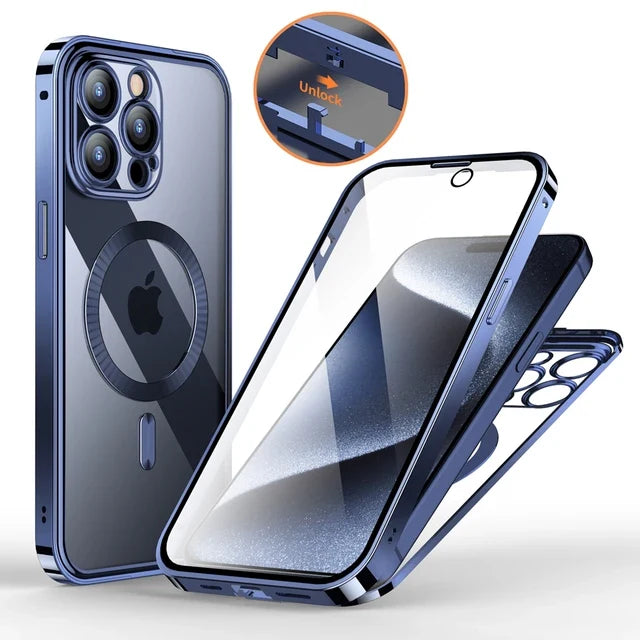iPhone 15 Series Strong Magnetic Wireless Charging Double Protection Glass Case
