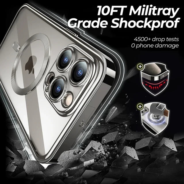 iPhone 15 Series Strong Magnetic Wireless Charging Double Protection Glass Case