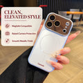 Silver white MagSafe case with camera protection