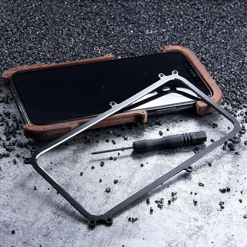 Luxury Metal Aluminum Wood Protective Bumper Case for iPhone X, Xs ,XR or Xs Max