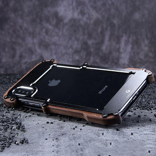 Luxury Metal Aluminum Wood Protective Bumper Case for iPhone X, Xs ,XR or Xs Max